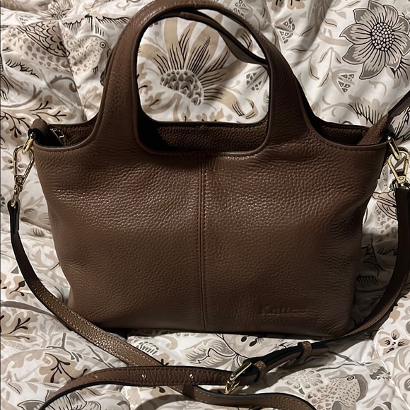 Kattee small Satchel khaki pebble Leather shoulder bag Kattee Crossbody satchel - Picture 1 of 13